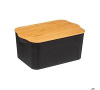 Paris Prix Boîte plastique avec couvercle bambou 6,5L Noir