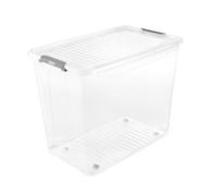 Boite plastique - KEEEPER - 74L - Transparent - Roulettes pivotantes - Clip de fermeture