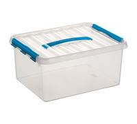 Boite plastique - SUNWARE - QLINE Box 15L - Transparente - Couvercle bleu - Poignée intégrée