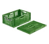 Boîte pliable perforée verte 60x40x23 cm
