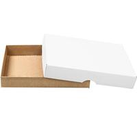 Boîte pliante 11,5 x 15,5 x 2,5 cm, marron et blanc, avec couvercle, carton kraft jade - lot de 10
