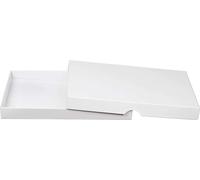 Boîte pliante 13,6 x 19,6 x 2,5 cm, blanche, avec couvercle, carton - lot de 10