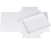 Boîte pliante 13,6 x 19,6 x 2 cm, blanche, carton, avec couvercle - lot de 10