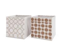 Vicco Boîte pliante, Blanc/Or, 30x30cm | Set de 2, compatible avec les systèmes d'étagères avec œillet de préhension intégré