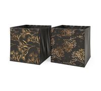 Vicco Boîte pliante, noir/or, 30x30cm Set de 2 options1, compatible avec les systèmes d'étagères Vicco avec œillet de préhension intégré