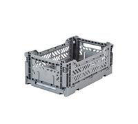 Boîte pliante Ay-Kasa, boîte pliante stable en plastique, empilable, mini (27x17x11cm), gris