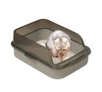 Boîte pour animaux de compagnie : grande poêle pour chat ouvert, anti-fuite et design hygiénique. Plateau pour chats sur le côté avec contrôle des odeurs, toilettes de chat faciles à nettoyer