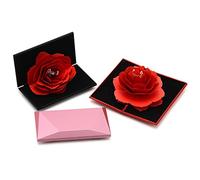 Boite pour Bague en Forme de Rose Romantique Boîte Bagues de Fiançailles Bague Mode Coffrets Forme de Coeur Rotatif Rose Fleur Bague boîte Boîte de Cadeau de la Saint-Valentin