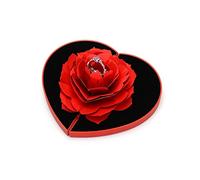 Boite pour Bague en Forme de Rose Romantique Boîte Bagues de Fiançailles Bague Mode Coffrets Forme de Coeur Rotatif Rose Fleur Bague boîte Boîte de Cadeau de la Saint-Valentin