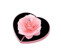 Boîte pour Bague en Forme de Rose Romantique - Coffret de Fiançailles Rotatif en Forme de Coeur avec Fleur - Cadeau de la Saint-Valentin