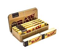 Boîte pour Cigarettes et Tabac RAW - 4 papiers Classic de Grande Taille et 2 carnets de Bouts à Rouler