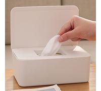 Boîte pour lingettes humides, boîte pour lingettes humides, boîte pour bébé, avec joint en caoutchouc, design scellé, étanche à la poussière, protection efficace du papier toilette humide, pour la maison et le bureau (blanc)