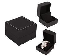 Boîte pour montre en cuir, 1 pièce New Black PU cuir présente affichage bracelet bracelet bijoux boîte de rangement