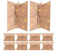 Boîte Présent Coussin en Papier Kraft Khaki pour Biscuits et Bonbons | Lot de Boîtes D'emballage, Contact Alimentaire Direct, Corde Incluse