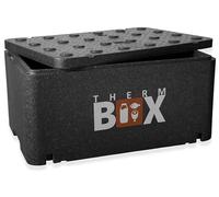 Boîte professionnelle Therm Box GN 1/1 - Intérieur : 54 x 34,5 x 24 cm. Parois : 2,5 cm. Glacière isotherme en polystyrène de 46,45 litres.