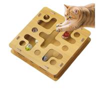 Boîte Puzzle Enrichissement Pour Chat Griffeur - Griffoir en Bois avec Distributeur et Clochette - Lime à Griffes Puzzle - Pour Chaton D'Intérieur Et Animal De Compagnie : Stimule Les Instincts, Protè