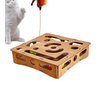Boîte puzzle pour chat Avec Canne Teaser Interactive Et Amusante En Bois