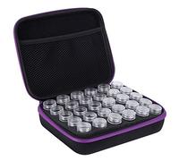 Boîte Rangement Accessoires Peinture Diamant, 30 Compartiments, Rose - Double Protection Étanche, Coque Nylon Translucide, Voyage et Loisirs (Violette)