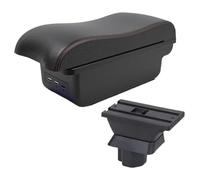 Boîte Rangement Accoudoir Pour Mazda 2 Pour Demio Accoudoir Central Voiture Boîte Rangement Intérieur Accessoires Chargement USB(B1 Black Red 3 Usb)