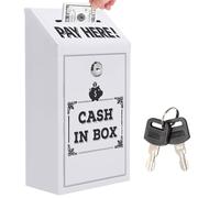Boite Rangement avec Serrure, Grande Boite Rangement avec Serrure, Boîte de Collecte D'argent, Coffre-Fort pour La Maison pour Collecte de Fonds, Entreprises Et Exploitations Agricoles (Blanc)
