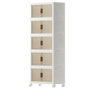 Boite Rangement Couvercle Roulettes Armoire rangement plastique Pliable Facile installer pour Cuisine Salon Chambre Five-layer