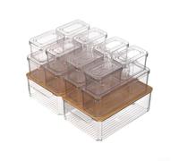 Boîte Rangement Cuisine 4L avec Planche à Découper | Matériau PET , design transparent, couvercle pour bois naturel, pour idéal fruits légumes, pour facile à (Fourteen-piece set)