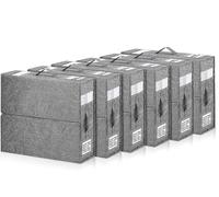 Boite Rangement Drap de Lit, 6 Pcs Organisateur de Drap Pliable, Sac de Rangement Vetement, Pouvant être Rangée Sous Lit, Organisateur Placard Vetement avec étiquette & Poignée,charge de support,Gris
