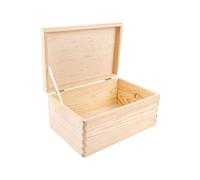 Creative Deco Boîte de rangement bois 30x20x14 cm Naturel non peint, couvercle & poignées