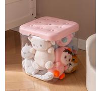 Boite Rangement Etanche 22.5 L,Caisses Empilables En Plastique Transparent,Boite De Rangement En Plastique Avec Couvercle Pour Jouets,Peut Être Utilisé Comme Tabouret,Multiusage(Pink)