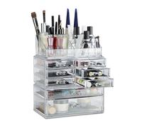 Boîte rangement maquillage, lot de 2, Make up organisateur cosmétiques tiroirs compartiments, transparent