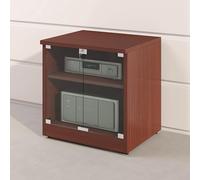 Boîte Rangement Multi-Usage pour Routeur WiFi avec Étagères Réglables Armoire Debout Moderne pour Stéréo Portes en Verre Trempé Gestion Des Câbles pour Maison(Brown,60*50*60cm/23.6*19.7*23.6in)