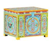 Boîte rangement peinte à main 50x40x40 cm bois manguier massif Multicolore G