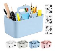 Boîte Rangement Plastique avec 5 Fentes, Paniers et Boîtes de Rangement avec Poignées, Bac de Rangement avec 3 Autocollants Chat pour Cuisine, Salle de Bains, Bureau leu, 25×15.4×17cm)