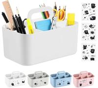 Boîte Rangement Plastique avec 5 Fentes, Paniers et Boîtes de Rangement avec Poignées, Bac de Rangement avec 3 Autocollants Chat pour Cuisine, Salle de Bains, Bureau lanc, 25×15.4×17cm)