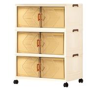Boîte Rangement Plastique avec Couvercle Caisses Pliables avec Roulette, Armoire Empilable Transparente Tour de Rangement Mobile Storage Boxes with Lids pour Chambre, Salon, Cuisine - 56L, 3 Bac