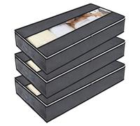 Boite Rangement Sous Lit 3PCS, Sac de Rangement Vetement 90L, Housse de Rangement Non-Tisse Pliable avec Poignée Renforcée e Fermeture Éclair Fenêtre Transparente Pour Couette Vêtements - 100*50*18CM