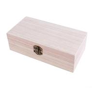 Boîte rectangulaire à clapet en bois pour bijoux, thé, café, accessoires, rangement de bureau, texture bois naturel (couleur naturelle)