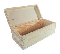 Boîte rectangulaire en bois avec couvercle | 30 x 14 x 10,5 cm | Boîte de rangement pour souvenirs | Bois de pin uni non peint et non traité pour travaux manuels et découpage