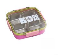 Boîte Repas 304 Étanche - Lunch Box Compartimentée avec Couverts Inclus pour Meal Prep Adulte Enfant École Travail - Conteneur Thermique 19.8cm(Pink 4 grid)