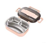 Boîte Repas Acier 304 1400ml Fuite Travail Boîte Repas Acier(pink) | Structure multi-case, contrôle portions, repas équilibrés, fuite, soupe pour salade sauce