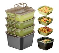 Boîte repas avec couvercle - Bols Empilables avec Poignée | Contenants Alimentaires Portables à Couvercle Étanche pour Pique-Nique,Pour salade, soupe, fruit, sandwich, vinaigrette, nourriture, frigo,