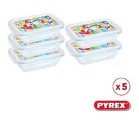 Boîte Repas En Verre Pyrex Lot De 5 Rectangulaires 0,80 L
