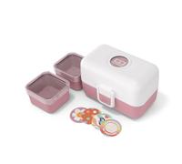 MONBENTO - Lunch Box Enfant - Boîte Repas et/ou Goûter 3 Compartiments - Idéal Ecole/Parc - Sans BPA - MB Tresor Blanc/Rose
