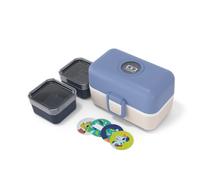 MONBENTO - Lunch Box Enfant - Boîte Repas et/ou Goûter 3 Compartiments - Idéal Ecole/Parc - Sans BPA - MB Tresor Bleu/Crème