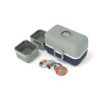 MONBENTO - Lunch Box Enfant - Boîte Repas et/ou Goûter 3 Compartiments - Idéal Ecole/Parc - Sans BPA - MB Tresor Vert/Bleu