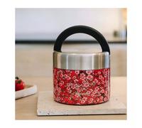 QWETCH - Lunch Box Isotherme Inox avec Poignée - Flowers Rouge 850ml - Boîte Alimentaire Repas Chaud - 5h Chaud et 7h Froid - Etanche & Sans-BPA