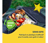 Boîte repas junior 6 compartiments 21,3 x 15 x 4,5 cm sans BPA