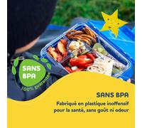 Boîte repas junior 6 compartiments 21,3 x 15 x 4,5 cm sans BPA