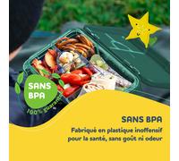 Boîte repas junior 6 compartiments 21,3 x 15 x 4,5 cm sans BPA