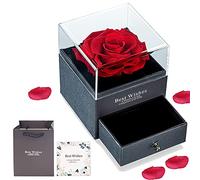 Boîte Rose Éternelle avec Bijoux, Collier, Sac Cadeau et Carte de Vœux Manuscrite - Cadeau pour Dames